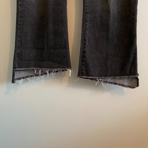 Abercrombie and Fitch Black Grey Cropped Flare Denim Jeans with Step-Hem - Picture 3 of 8